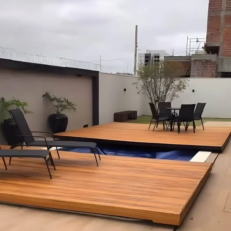 غطاء مسبح بديل الخشب متحرك يدوي